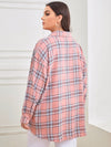 Plus Tartan Plaid Button Up Tunic Shirt