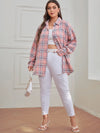 Plus Tartan Plaid Button Up Tunic Shirt