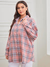 Plus Tartan Plaid Button Up Tunic Shirt