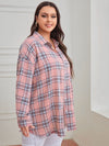Plus Tartan Plaid Button Up Tunic Shirt