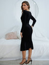 Velvet Ruched Plunging Neck Mermaid Dress