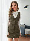 Single Breasted Patch Pocket Cord Overall Dress