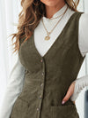 Single Breasted Patch Pocket Cord Overall Dress