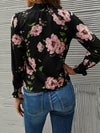 Allover Floral Print Shirred Detail Top