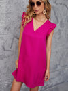 Ruffle Armhole Solid Tunic Dress