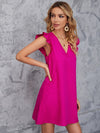 Ruffle Armhole Solid Tunic Dress
