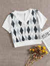 Argyle Print Crop Tee