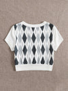 Argyle Print Crop Tee