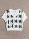 Argyle Print Crop Tee