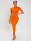SXY Solid Round Neck Bodycon Dress