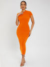 SXY Solid Round Neck Bodycon Dress