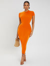 SXY Solid Round Neck Bodycon Dress