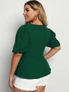 Plus Puff Sleeve Belted Blouse