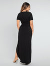 Plunging Neck Split Thigh Dress