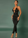 SXY Backless Cut Out Plunging Neck Halter Jumpsuit