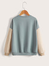 Girls Letter Graphic Color Block Drop Shoulder Sweatshirt