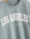 Girls Letter Graphic Color Block Drop Shoulder Sweatshirt