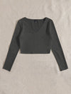EZwear F Solid V Neck Crop Tee