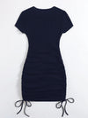 Plus Drawstring Side Rib knit Bodycon Dress