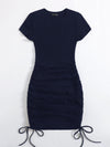 Plus Drawstring Side Rib knit Bodycon Dress