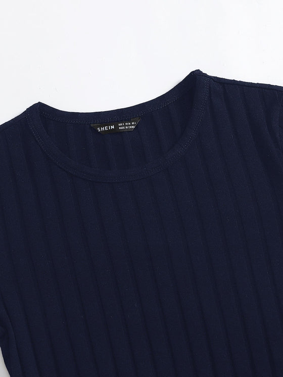 Plus Drawstring Side Rib knit Bodycon Dress