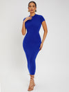 SXY Solid Round Neck Bodycon Dress