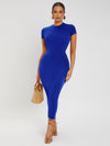 SXY Solid Round Neck Bodycon Dress