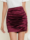 Ruched Satin Mini Skirt