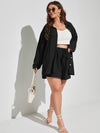 Plus Textured Drop Shoulder Blouse Shorts