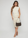 SXY Padded Shoulder Ruched Tank Bodycon Dress