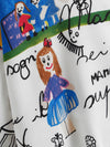 Plus Cartoon Graffiti Print Crop Blouse