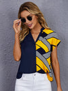 Geo Print Notched Neck Top