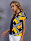 Geo Print Notched Neck Top