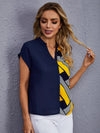 Geo Print Notched Neck Top
