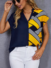 Geo Print Notched Neck Top
