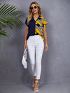Geo Print Notched Neck Top