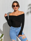 Off Shoulder Wrap Fitted Tee