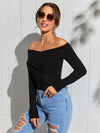 Off Shoulder Wrap Fitted Tee