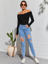 Off Shoulder Wrap Fitted Tee