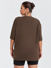 Plus Sun Moon Cactus Print Drop Shoulder Tee