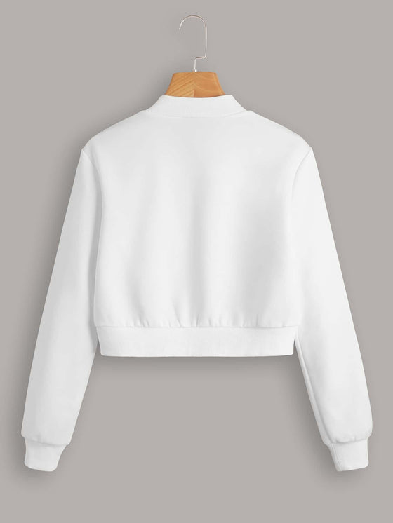 Solid Zip Up Bomber Jacket