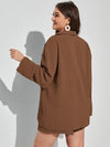 Plus Textured Drop Shoulder Blouse Shorts