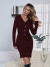 Belted Ribbed Knit Bodycon Sweater Dress