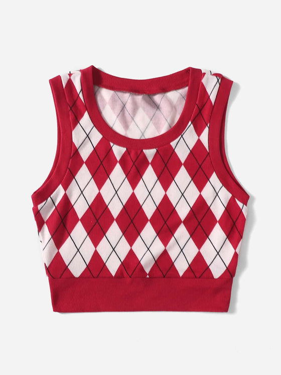 Argyle Pattern Tank Top