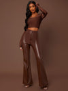 BAE Seam Front Flare Leg PU Leather Pants