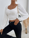 Sweetheart Neck Lantern Sleeve Crop Top