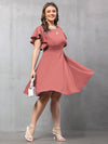 Plus Solid Flutter Sleeve Dress