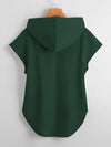 High Low Hem Drawstring Hooded Tee