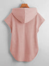 High Low Hem Drawstring Hooded Tee
