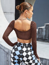 Square Neck Crop Ribbed Knit Top